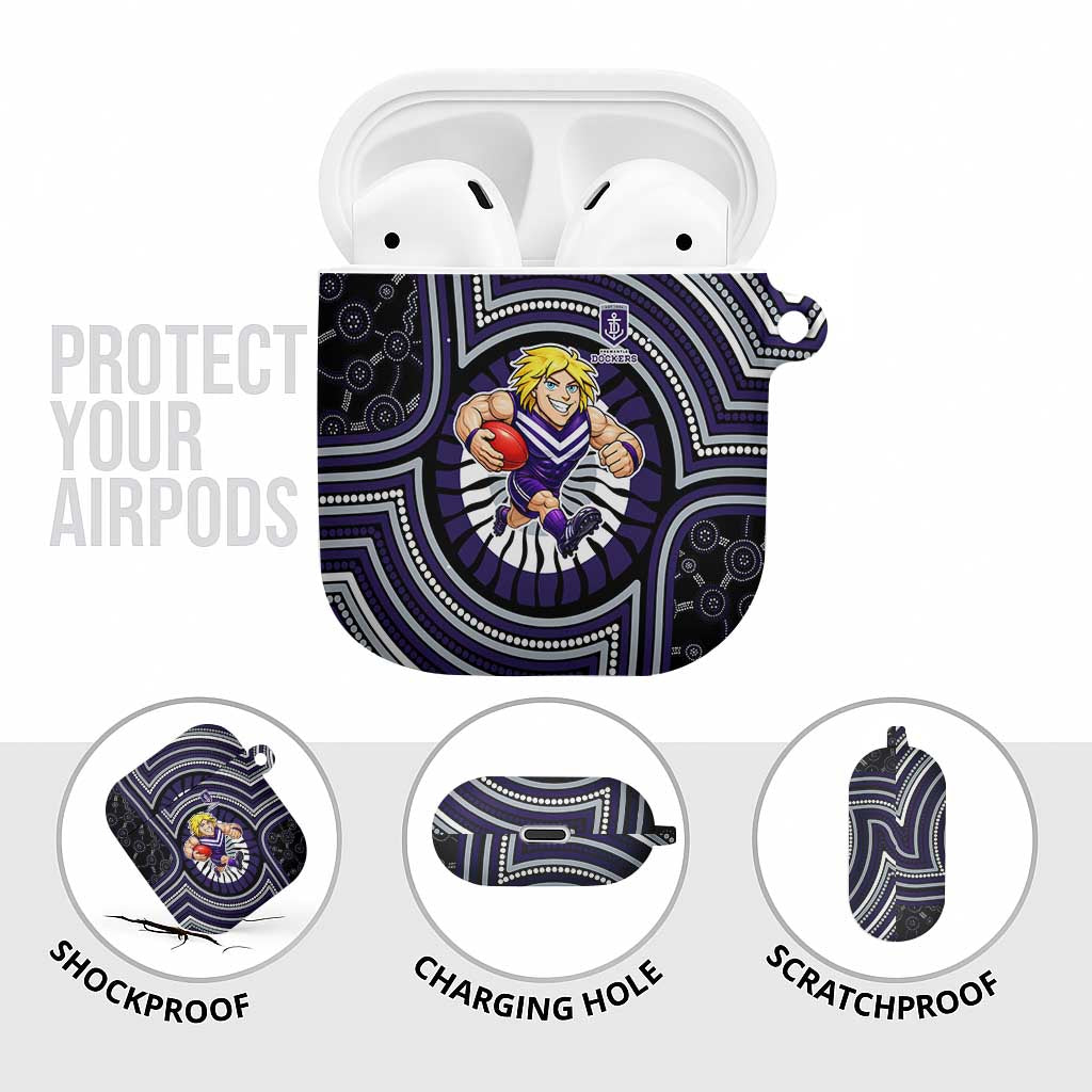 Fremantle Dockers AirPods Case Indigenous Monochrome Dot Art Mascot Style