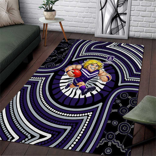 Fremantle Dockers Area Rug Indigenous Monochrome Dot Art Mascot Style