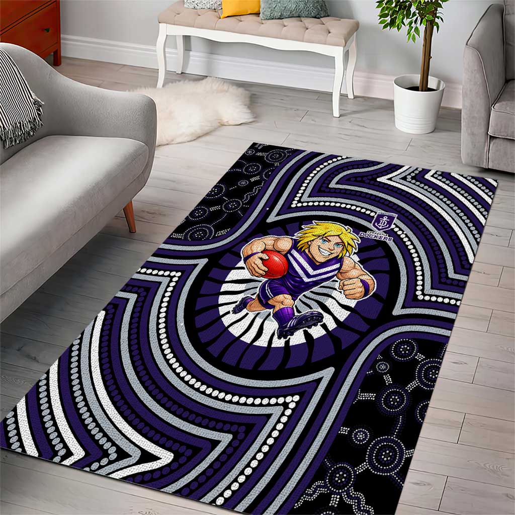 Fremantle Dockers Area Rug Indigenous Monochrome Dot Art Mascot Style