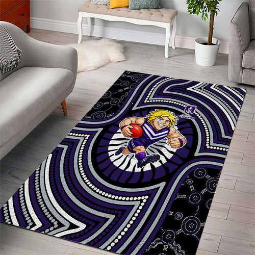 Fremantle Dockers Area Rug Indigenous Monochrome Dot Art Mascot Style