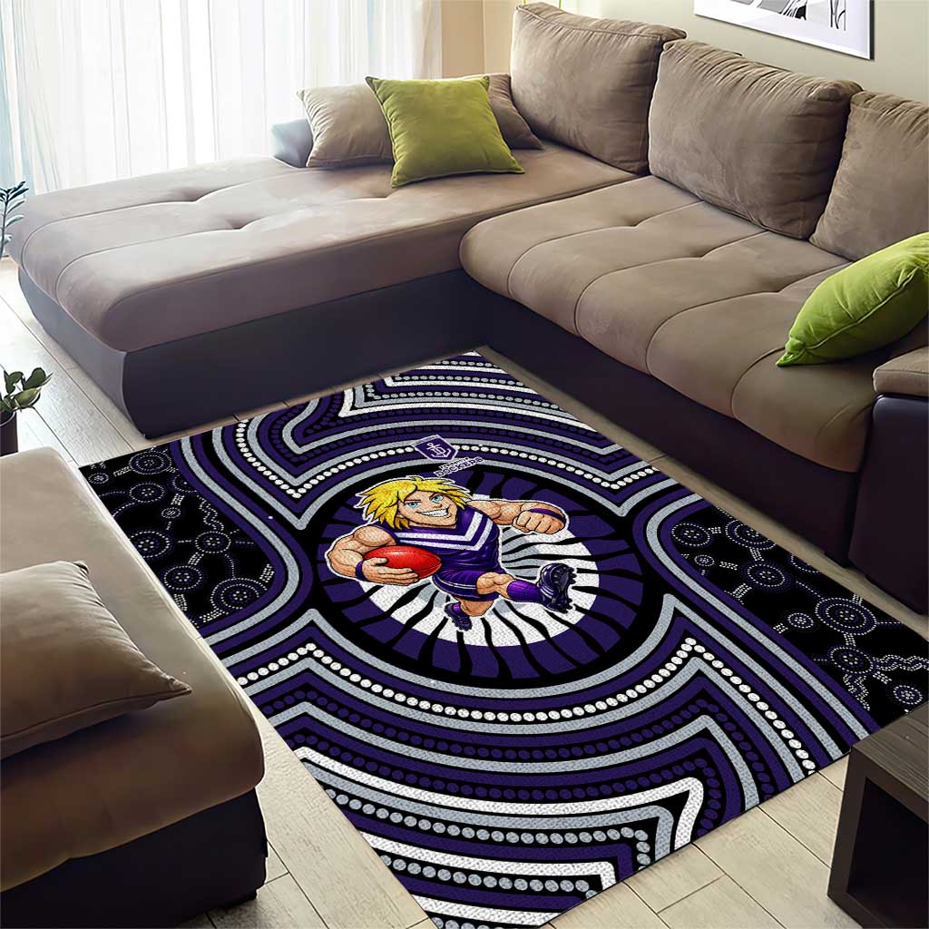 Fremantle Dockers Area Rug Indigenous Monochrome Dot Art Mascot Style