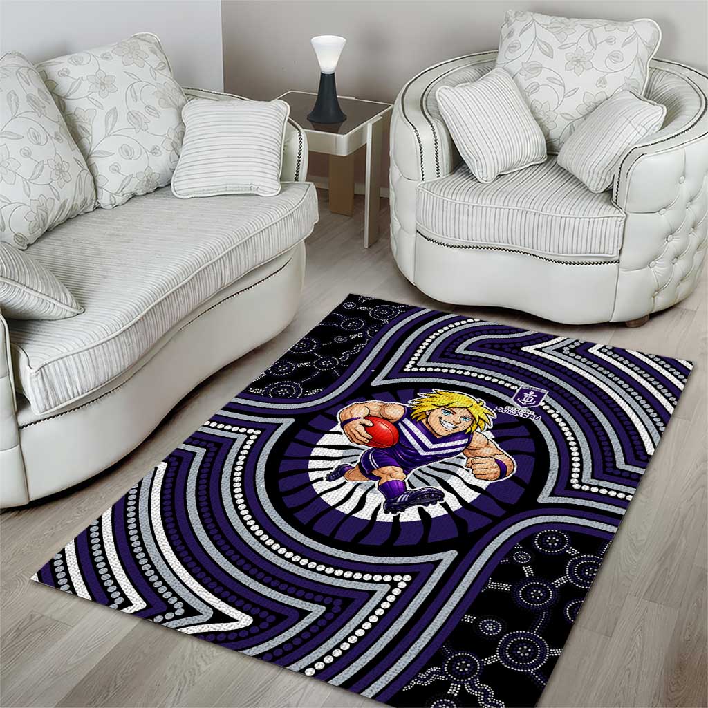 Fremantle Dockers Area Rug Indigenous Monochrome Dot Art Mascot Style