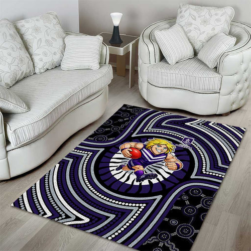 Fremantle Dockers Area Rug Indigenous Monochrome Dot Art Mascot Style