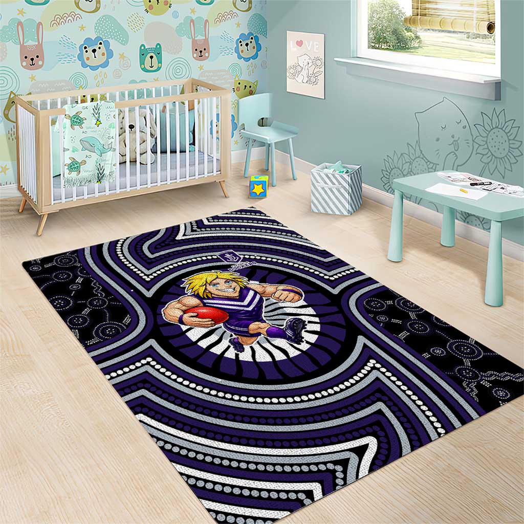 Fremantle Dockers Area Rug Indigenous Monochrome Dot Art Mascot Style