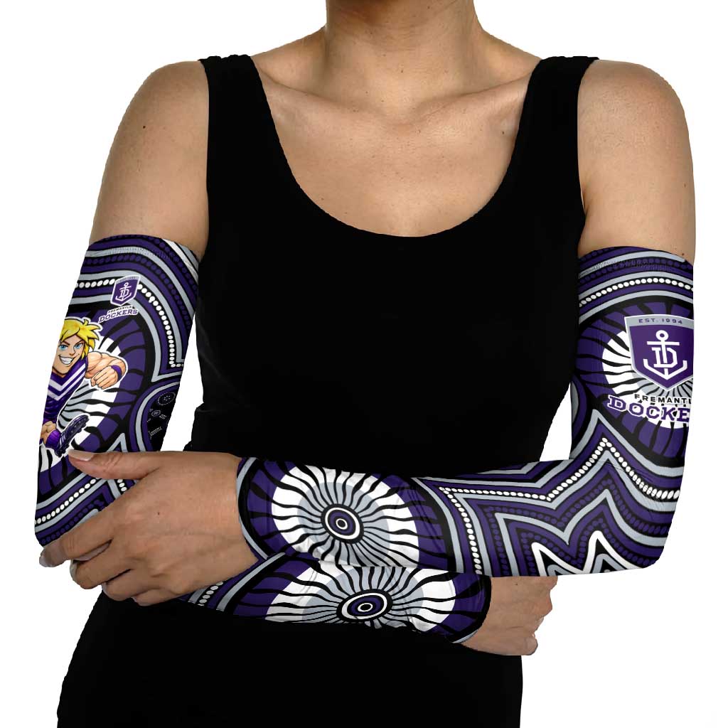 Fremantle Dockers Arm Sleeves Indigenous Monochrome Dot Art Mascot Style