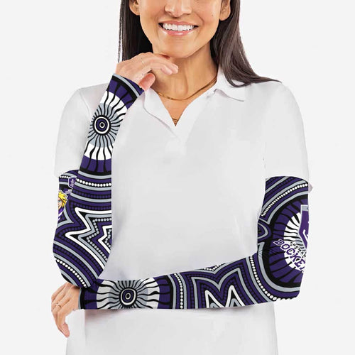 Fremantle Dockers Arm Sleeves Indigenous Monochrome Dot Art Mascot Style