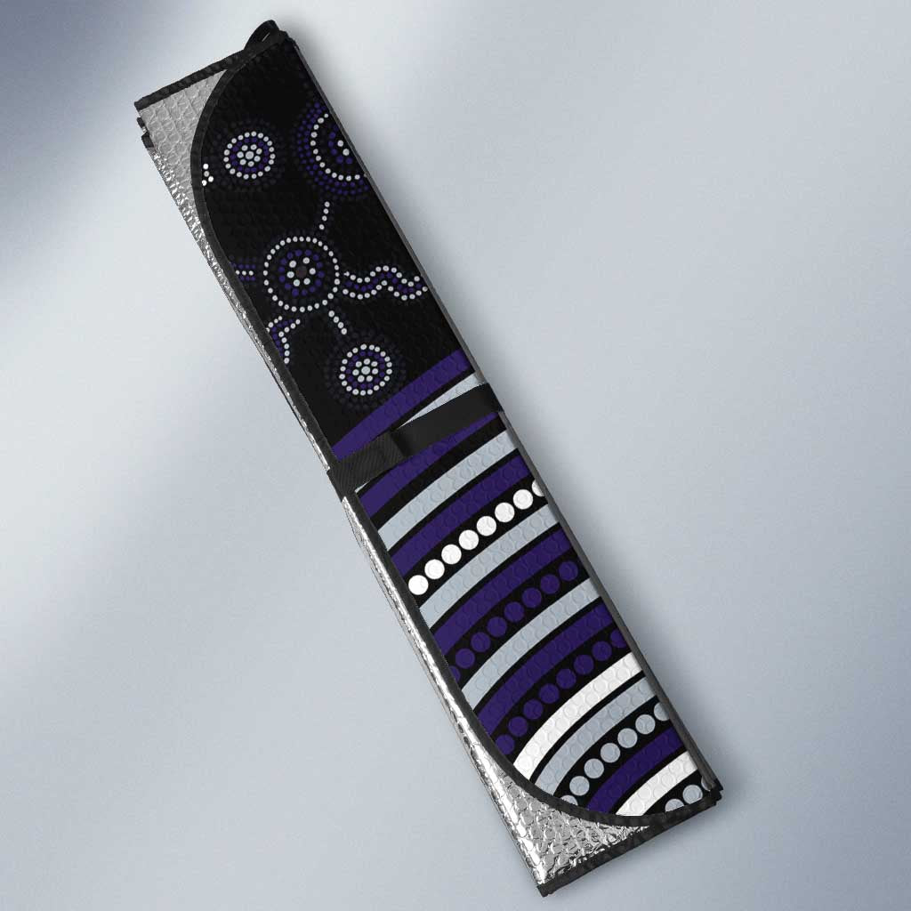 Fremantle Dockers Auto Sun Shade Indigenous Monochrome Dot Art Mascot Style