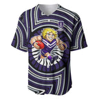 Fremantle Dockers Baseball Jersey Indigenous Monochrome Dot Art Mascot Style