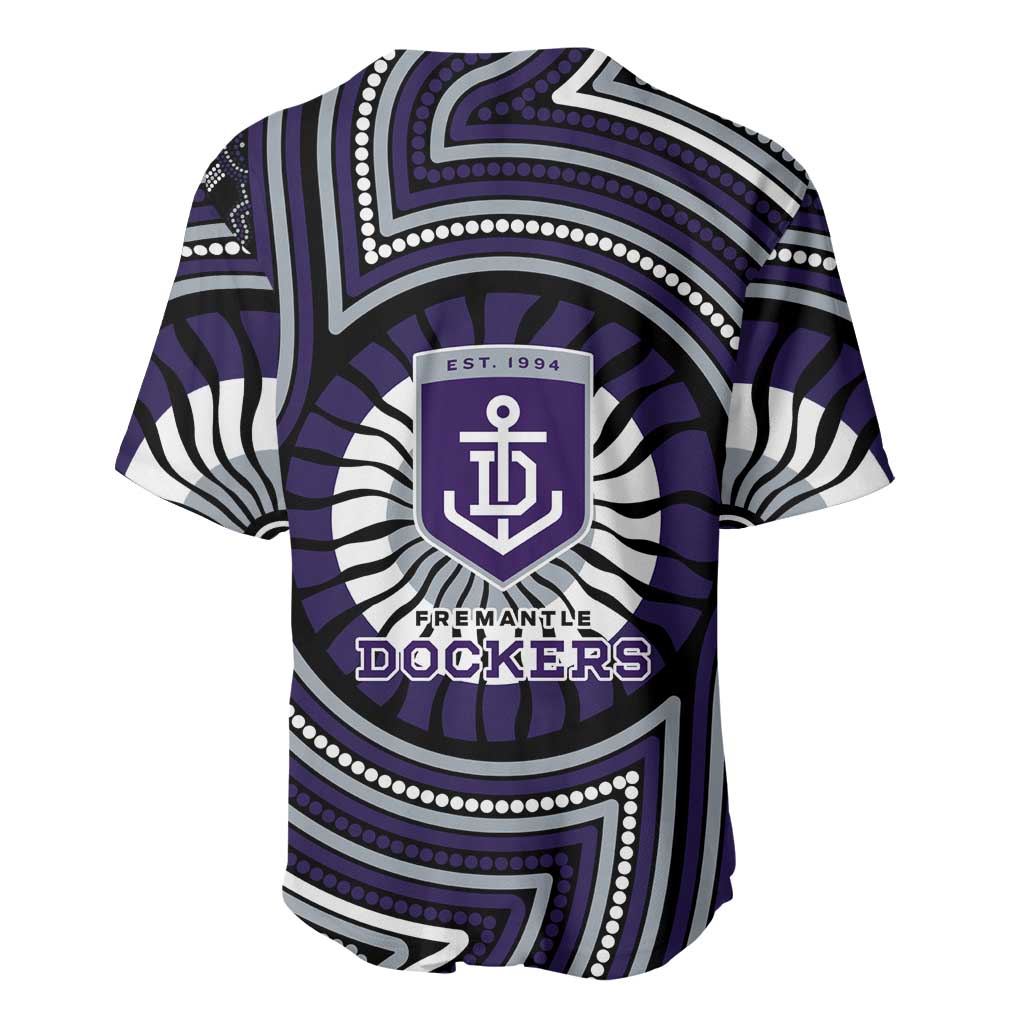 Fremantle Dockers Baseball Jersey Indigenous Monochrome Dot Art Mascot Style