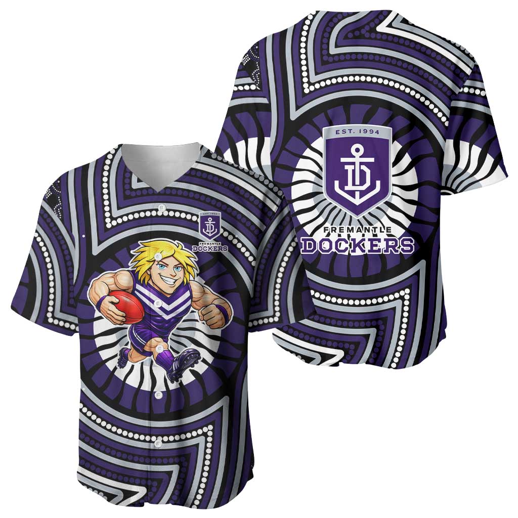 Fremantle Dockers Baseball Jersey Indigenous Monochrome Dot Art Mascot Style