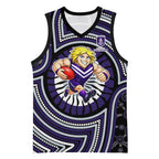 Fremantle Dockers Basketball Jersey Indigenous Monochrome Dot Art Mascot Style