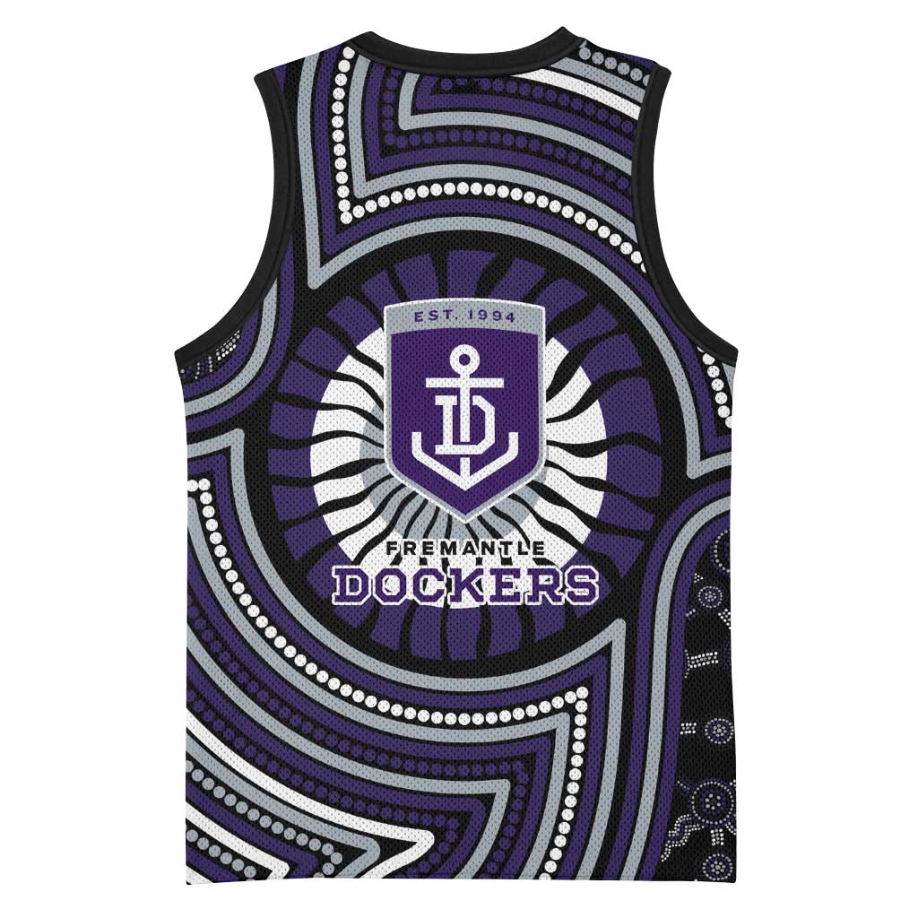 Fremantle Dockers Basketball Jersey Indigenous Monochrome Dot Art Mascot Style