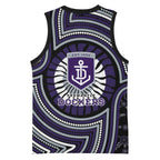 Fremantle Dockers Basketball Jersey Indigenous Monochrome Dot Art Mascot Style