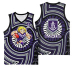 Fremantle Dockers Basketball Jersey Indigenous Monochrome Dot Art Mascot Style