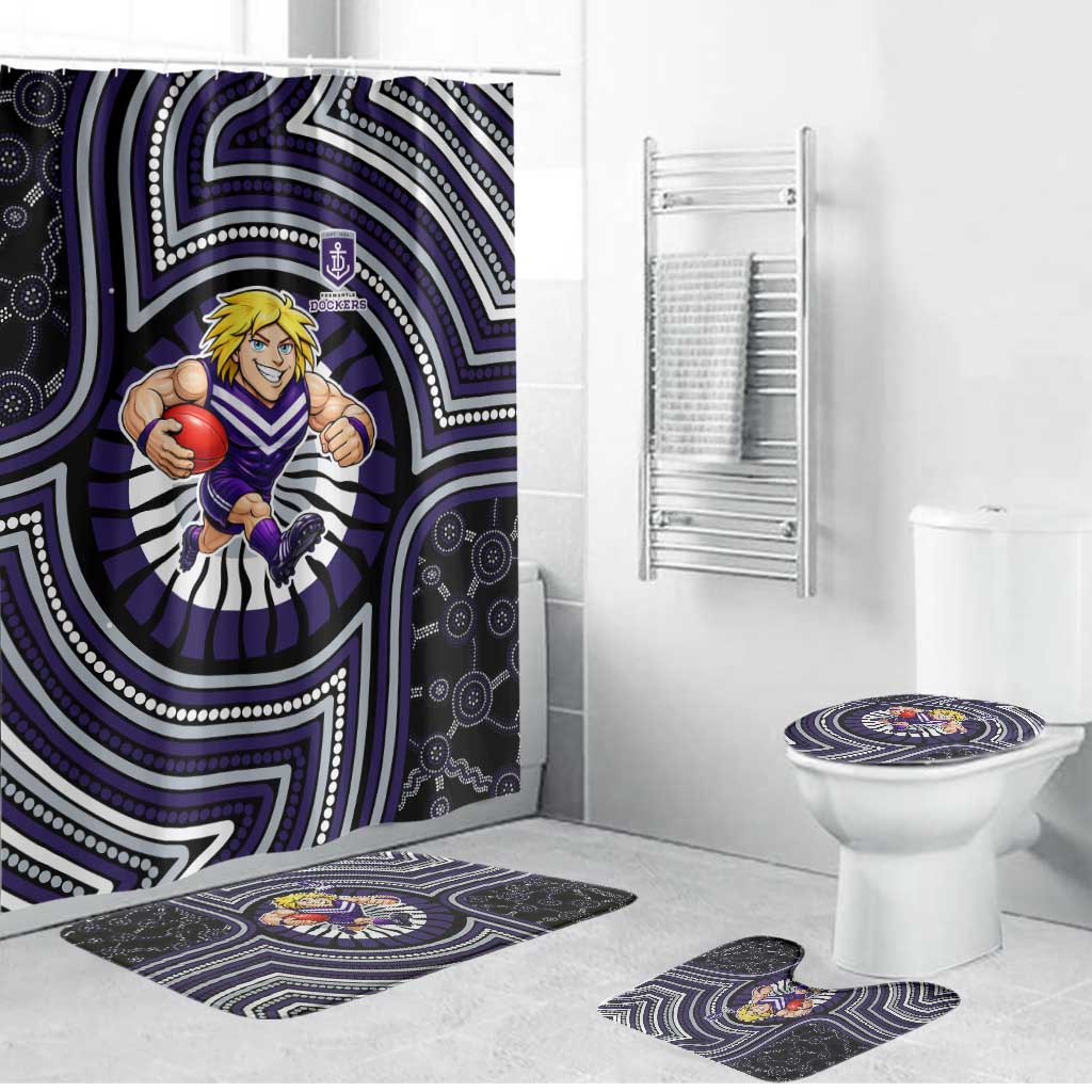 Fremantle Dockers Bathroom Set Indigenous Monochrome Dot Art Mascot Style