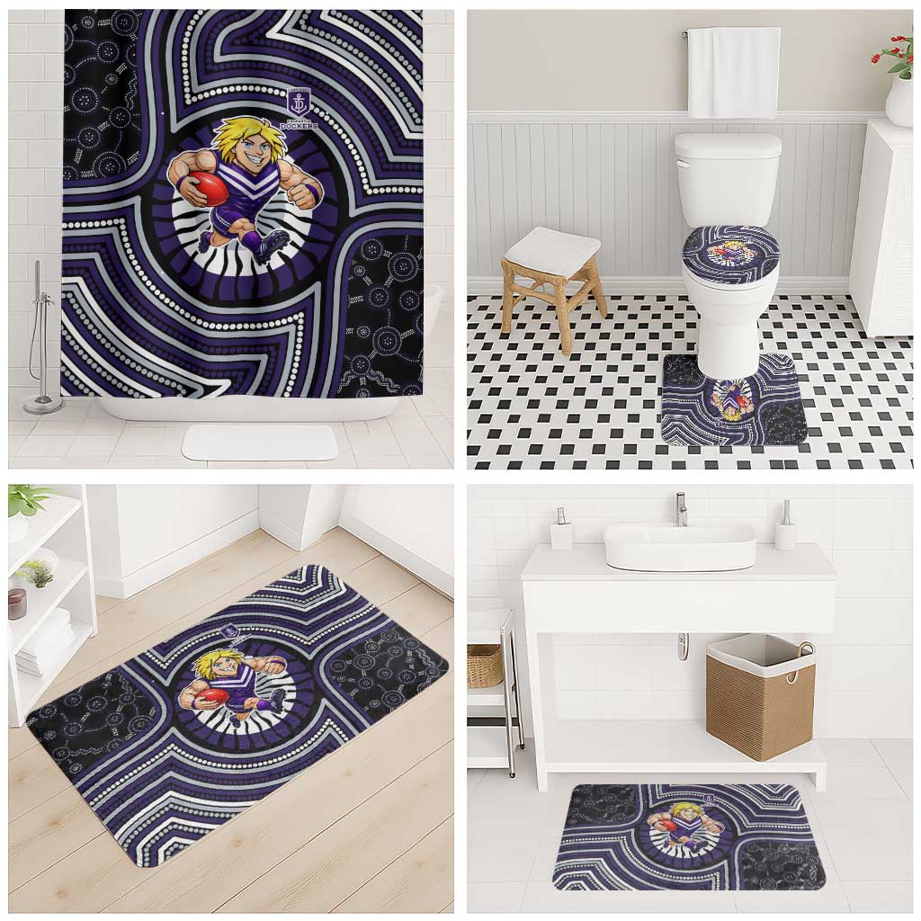 Fremantle Dockers Bathroom Set Indigenous Monochrome Dot Art Mascot Style