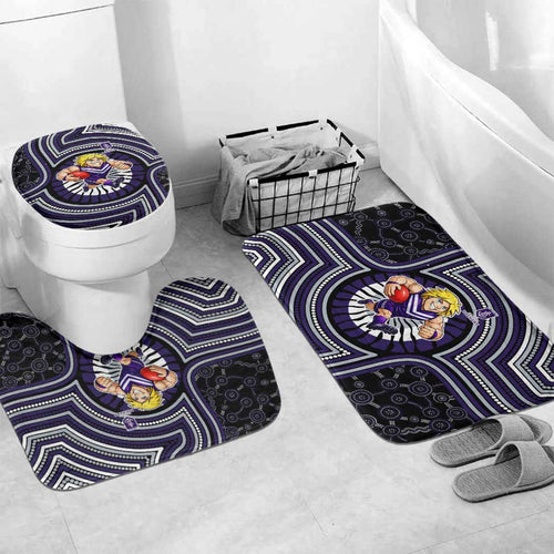 Fremantle Dockers Bathroom Set Indigenous Monochrome Dot Art Mascot Style