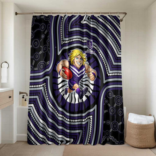 Fremantle Dockers Bathroom Set Indigenous Monochrome Dot Art Mascot Style