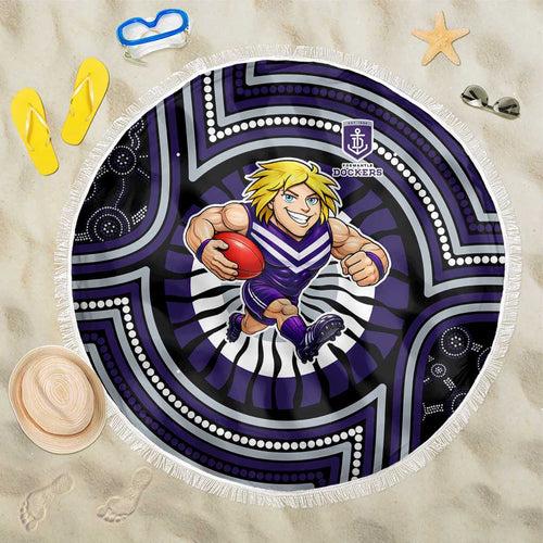 Fremantle Dockers Beach Blanket Indigenous Monochrome Dot Art Mascot Style