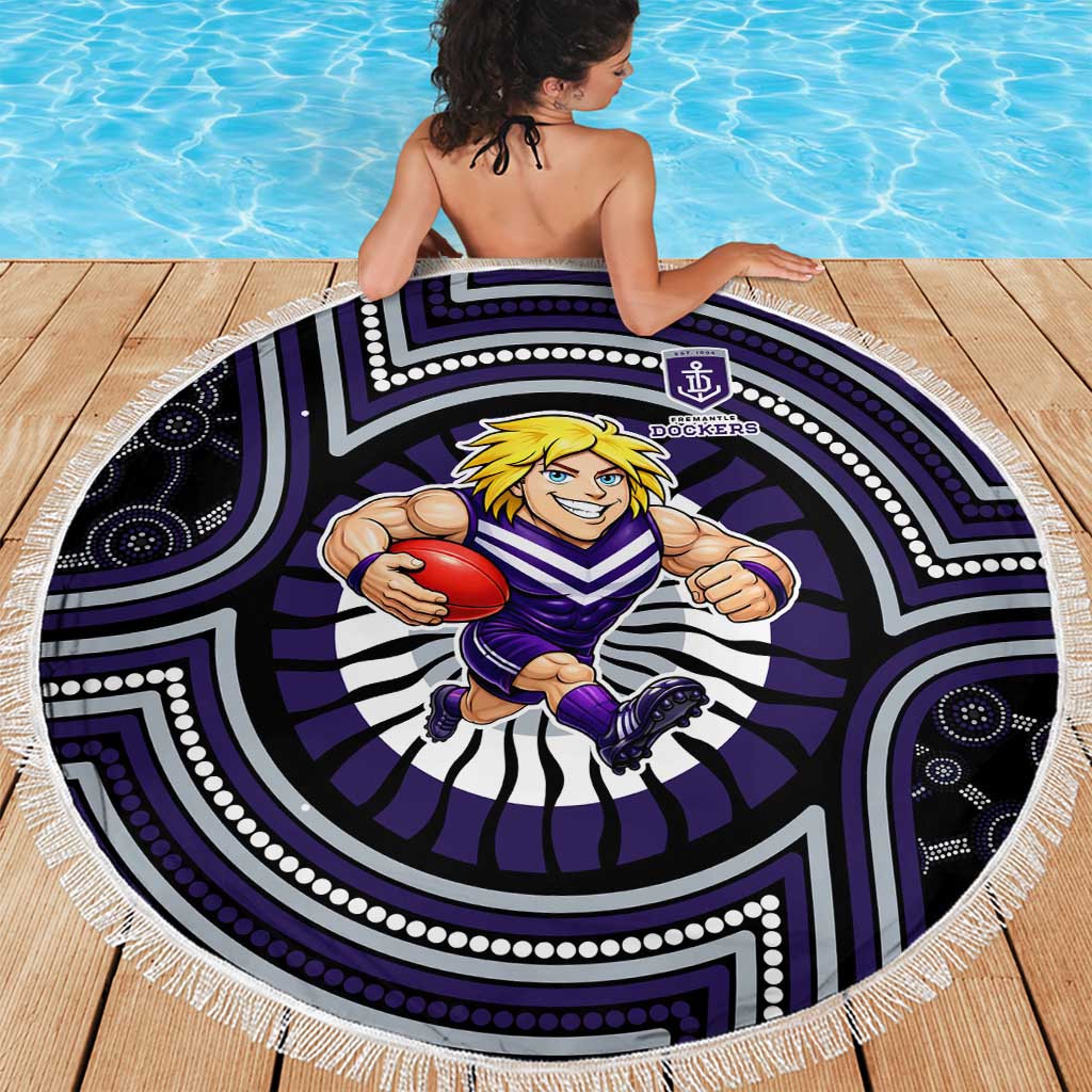 Fremantle Dockers Beach Blanket Indigenous Monochrome Dot Art Mascot Style