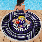 Fremantle Dockers Beach Blanket Indigenous Monochrome Dot Art Mascot Style