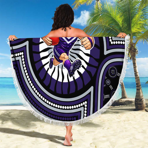 Fremantle Dockers Beach Blanket Indigenous Monochrome Dot Art Mascot Style