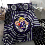 Fremantle Dockers Bedding Set Indigenous Monochrome Dot Art Mascot Style