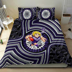 Fremantle Dockers Bedding Set Indigenous Monochrome Dot Art Mascot Style