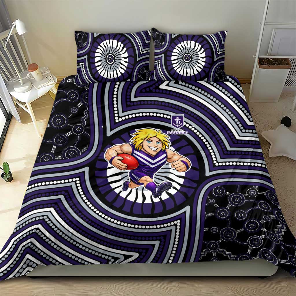 Fremantle Dockers Bedding Set Indigenous Monochrome Dot Art Mascot Style