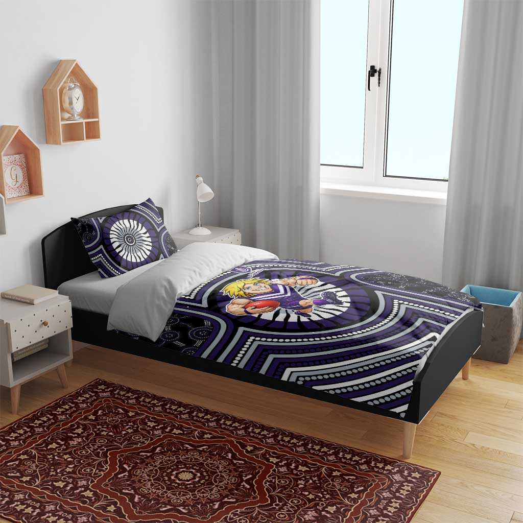 Fremantle Dockers Bedding Set Indigenous Monochrome Dot Art Mascot Style