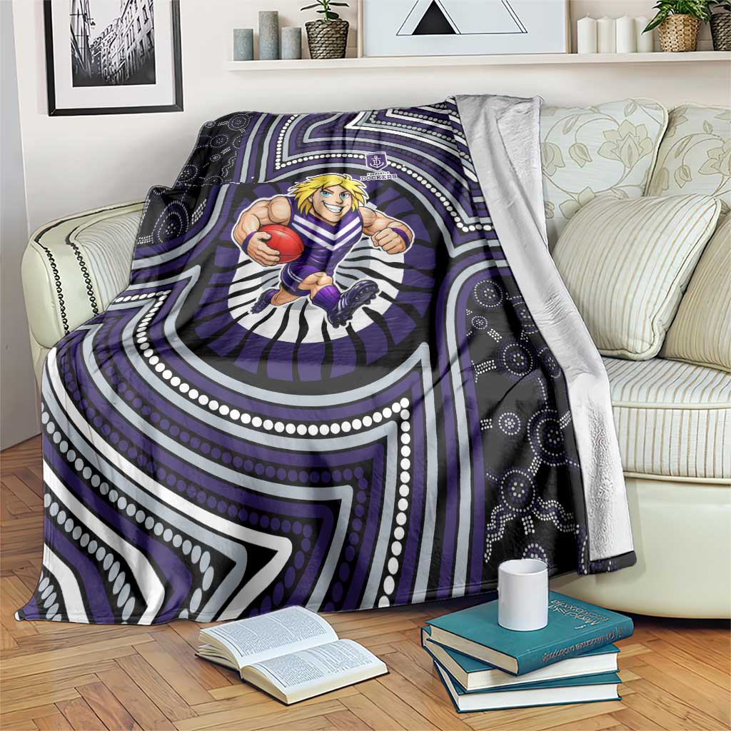 Fremantle Dockers Blanket Indigenous Monochrome Dot Art Mascot Style