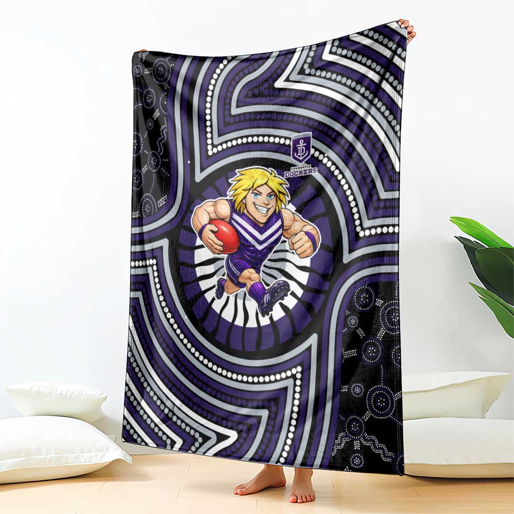 Fremantle Dockers Blanket Indigenous Monochrome Dot Art Mascot Style