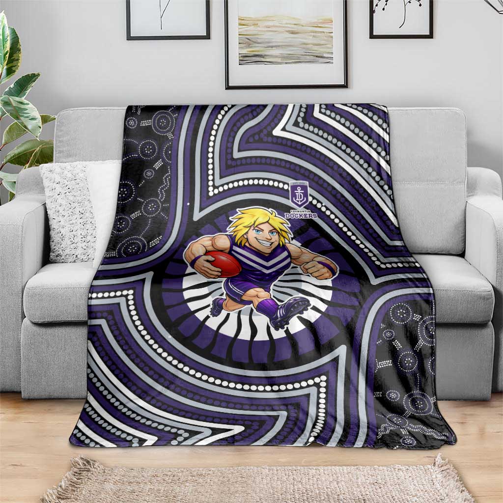 Fremantle Dockers Blanket Indigenous Monochrome Dot Art Mascot Style