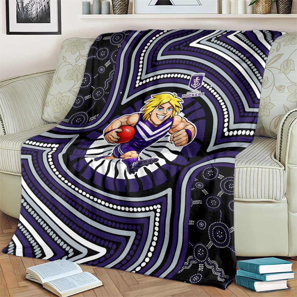 Fremantle Dockers Blanket Indigenous Monochrome Dot Art Mascot Style