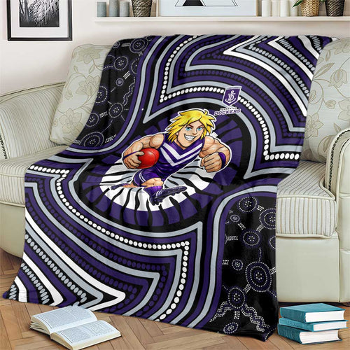 Fremantle Dockers Blanket Indigenous Monochrome Dot Art Mascot Style