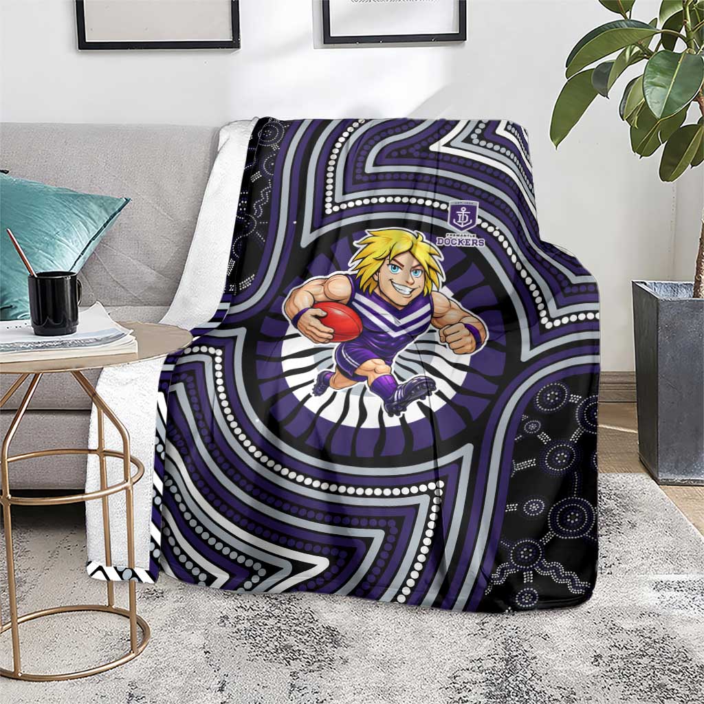 Fremantle Dockers Blanket Indigenous Monochrome Dot Art Mascot Style