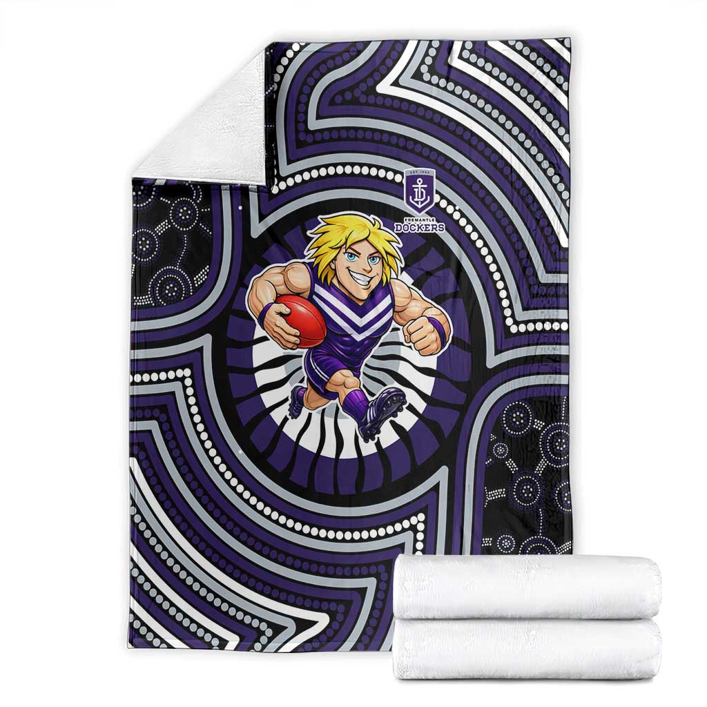 Fremantle Dockers Blanket Indigenous Monochrome Dot Art Mascot Style