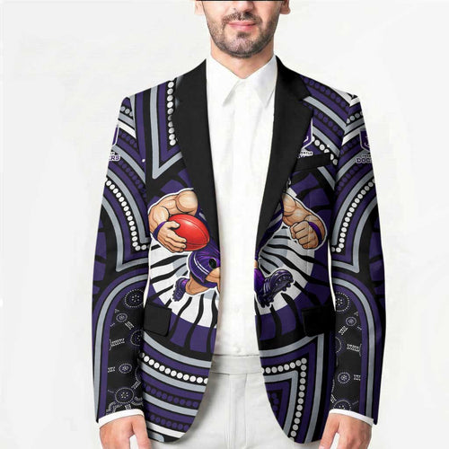 Fremantle Dockers Blazer Indigenous Monochrome Dot Art Mascot Style