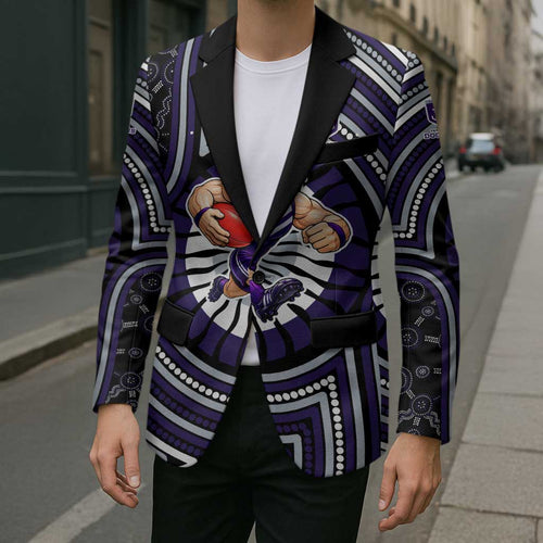 Fremantle Dockers Blazer Indigenous Monochrome Dot Art Mascot Style