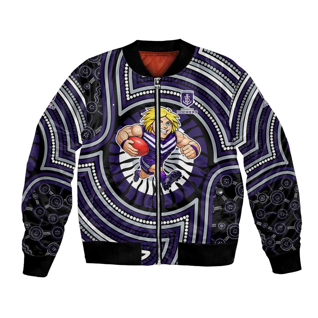 Fremantle Dockers Bomber Jacket Indigenous Monochrome Dot Art Mascot Style