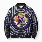 Fremantle Dockers Bomber Puffer Jacket Indigenous Monochrome Dot Art Mascot Style