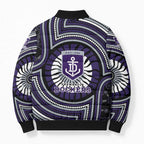 Fremantle Dockers Bomber Puffer Jacket Indigenous Monochrome Dot Art Mascot Style