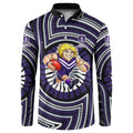Fremantle Dockers Button Sweatshirt Indigenous Monochrome Dot Art Mascot Style