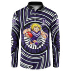 Fremantle Dockers Button Sweatshirt Indigenous Monochrome Dot Art Mascot Style