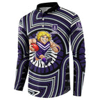 Fremantle Dockers Button Sweatshirt Indigenous Monochrome Dot Art Mascot Style
