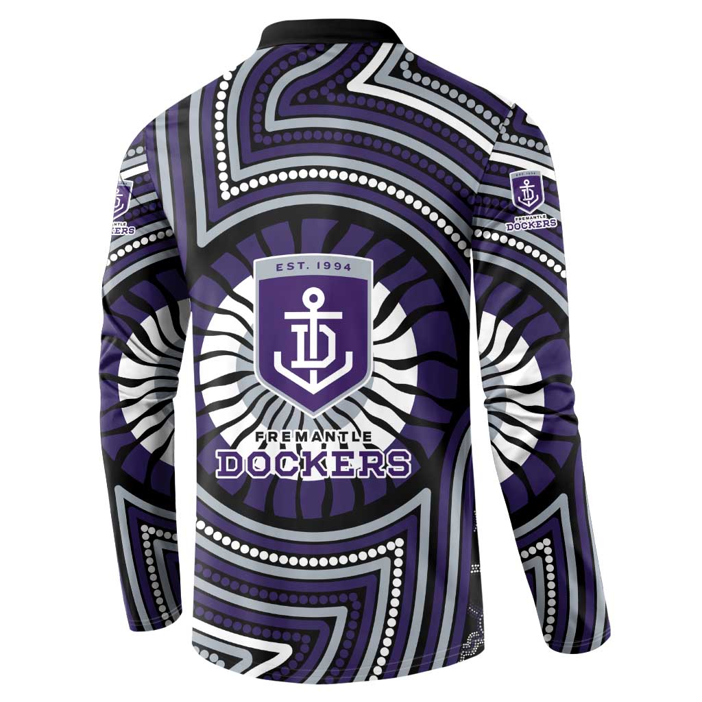 Fremantle Dockers Button Sweatshirt Indigenous Monochrome Dot Art Mascot Style