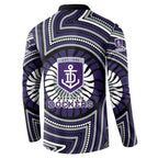 Fremantle Dockers Button Sweatshirt Indigenous Monochrome Dot Art Mascot Style