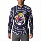 Fremantle Dockers Button Sweatshirt Indigenous Monochrome Dot Art Mascot Style
