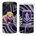 Fremantle Dockers 4 in 1 Can Cooler Tumbler Indigenous Monochrome Dot Art Mascot Style