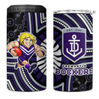 Fremantle Dockers 4 in 1 Can Cooler Tumbler Indigenous Monochrome Dot Art Mascot Style